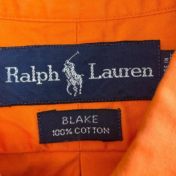 Ralph Lauren Vintage Orange Blake Fit Short Sleeve 100% Cotton Shirt Size Large - Picture 4 of 6